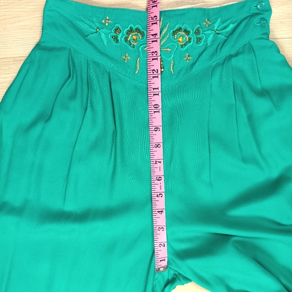SOLD Vintage 80s 90s High Waisted Embroidered Gold Beaded Genie Harem Pants Sz M - Picture 8 of 8